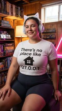 Organic Cotton T‑shirt – Unisex Home Sweet Home 127.0.0.1 Tee - Cozy Plus Gamer in Cozy Game Den - Eco-Aesthetic Lifestyle