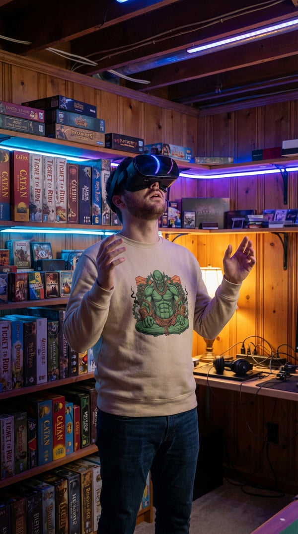 Industrial Orc Boss Organic Gamer Sweatshirt - VR Metaverse Explorer in Cozy Game Den - Legendary Pull