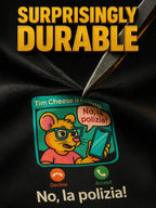 Organic Ring-Spun Meme Tee Tim Cheese No la Polizia - Design Delight Studio