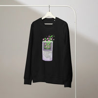 Retro Handheld Floral | Organic Gamer Sweatshirt - Sustainable Organic Design | Detailed Alternative View