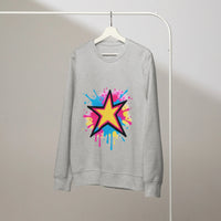 Graffiti Star Organic Sweatshirt – Bold Color Splash on Sustainable Fabric - Sustainable Organic Design | Detailed Alternative View