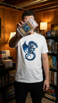 Storm Dragon Organic Cotton Graphic Tee - Card Collector in Cozy Game Den - 90s Retro Sustainable