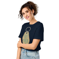 Dusty Trails Motel Key Tag – Organic Cotton Western Tee - Sustainable Organic Design | Detailed Alternative View
