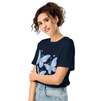 Iridescent Butterflies Organic Tee | Sustainable Y2K Collection - Sustainable Organic Design | Detailed Alternative View