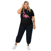 Glitch Flamingo Retro Cyberpunk Organic Cotton T-Shirt - Sustainable Organic Design | Primary Mockup Front View