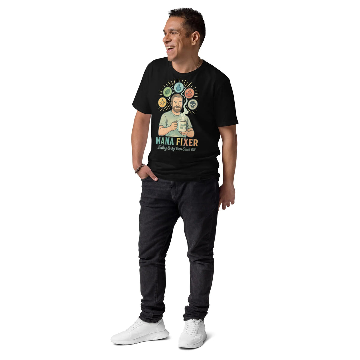 Mana Fixer Dad T-Shirt - Organic Cotton Gamer Streetwear - Sustainable Organic Design | Detailed Alternative View