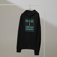 "Probado. Conectado." Organic Electrician Hoodie | Blue-Collar Pride Collection - Sustainable Organic Design | Detailed Alternative View