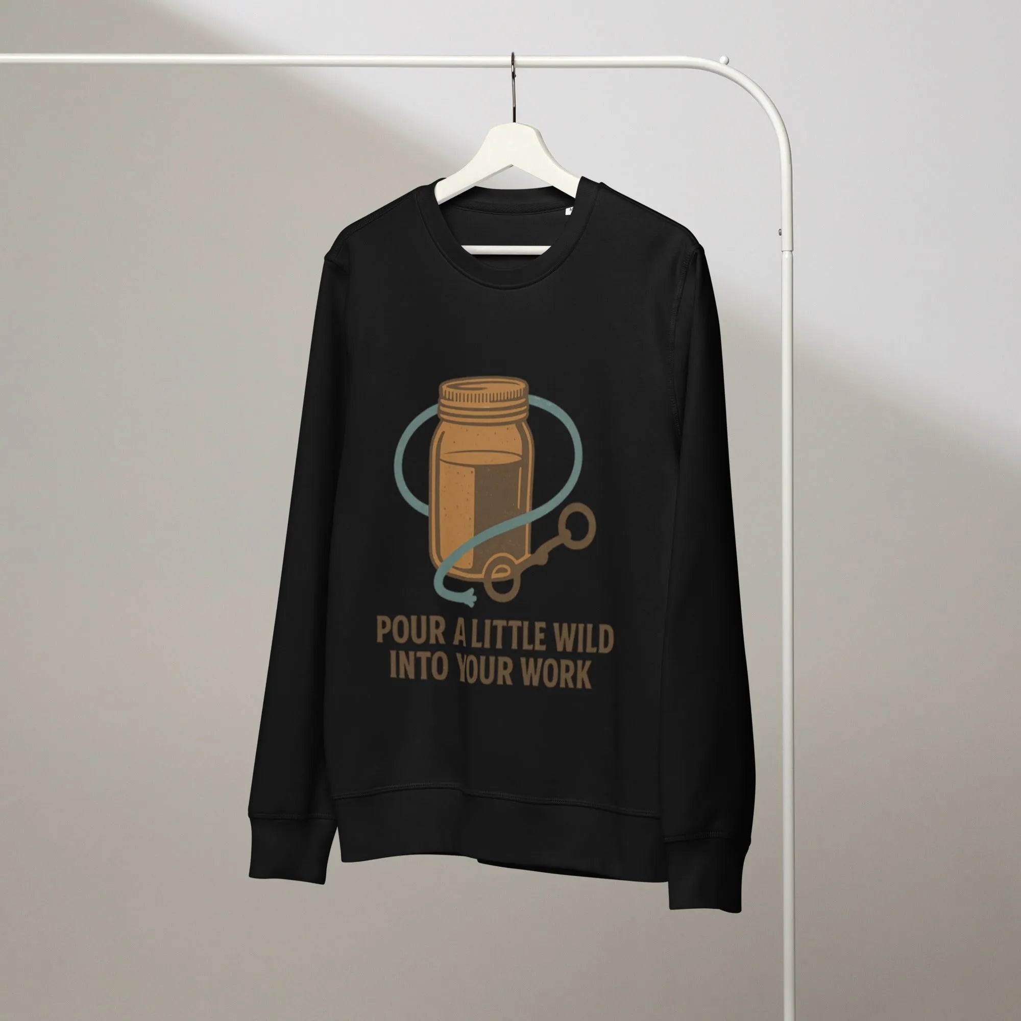 "Pour A Little Wild" Organic Cowboy Sweatshirt | Sustainable Western Crewneck - Sustainable Organic Design | Detailed Alternative View