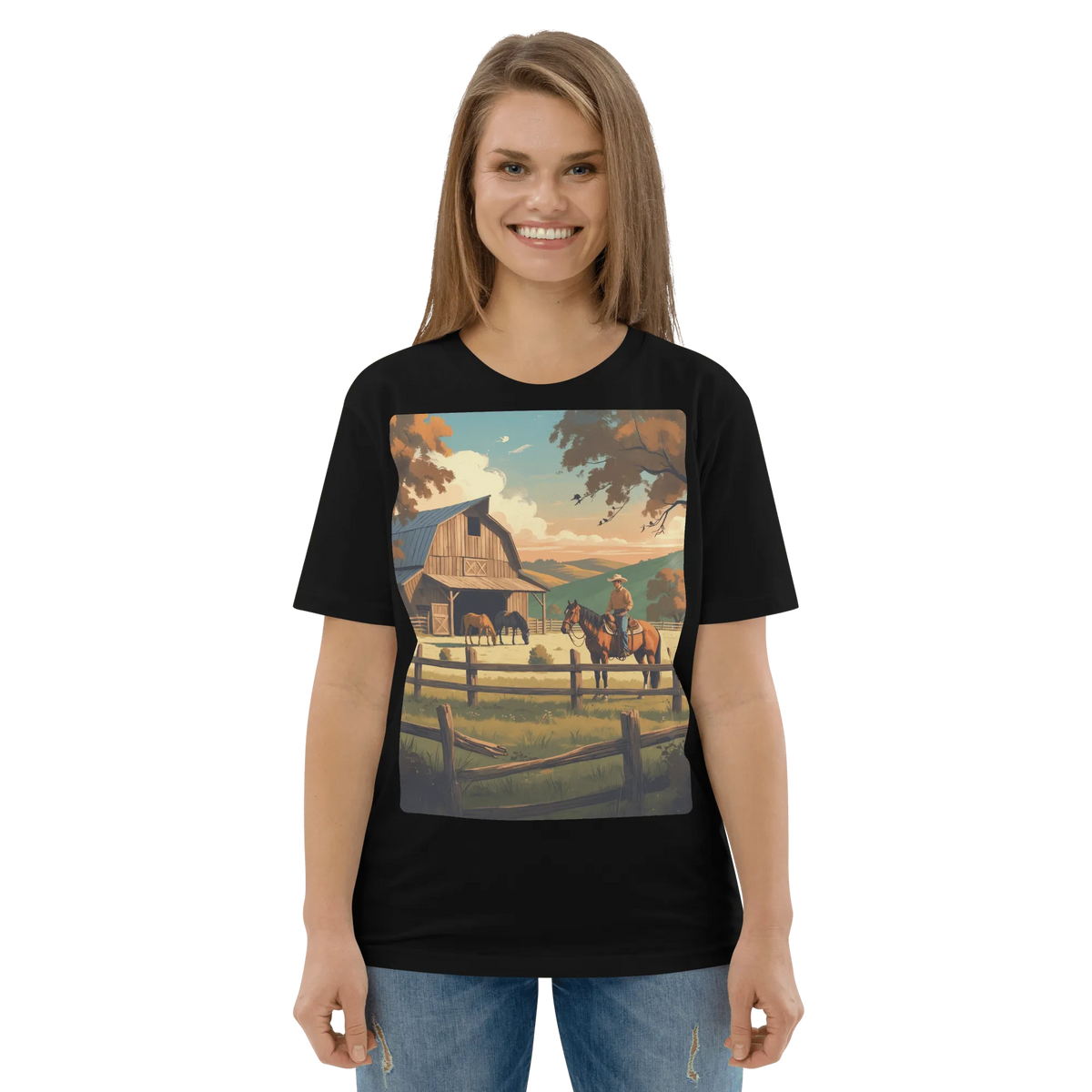 Rustic Ranch Life Tee - Organic Cotton Graphic T-Shirt - Design Delight Studio