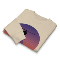 Retro Helicopter Sunset Organic Sweatshirt | Sustainable Aviation Style - Sustainable Organic Design | Detailed Alternative View