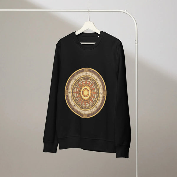 Celestial Sun Compass Organic Sweatshirt | Sustainable RPG Gamer Wear - Sustainable Organic Design | Detailed Alternative View
