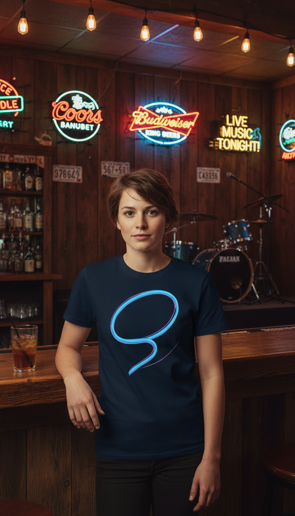 Neon Lasso Orbit and Star Organic Cotton T-Shirt - Honky Tonk Regular in Honky Tonk Bar - 90s Retro Sustainable