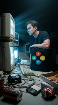 Retro Gamepad Button Eco Tote - Dial-Up Era in 90s LAN Party - Eco-Aesthetic Lifestyle