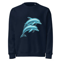 Splash Duo Dolphin Sweatshirt – Ocean Energy Meets Chill Vibes - Sustainable Organic Design | Detailed Alternative View