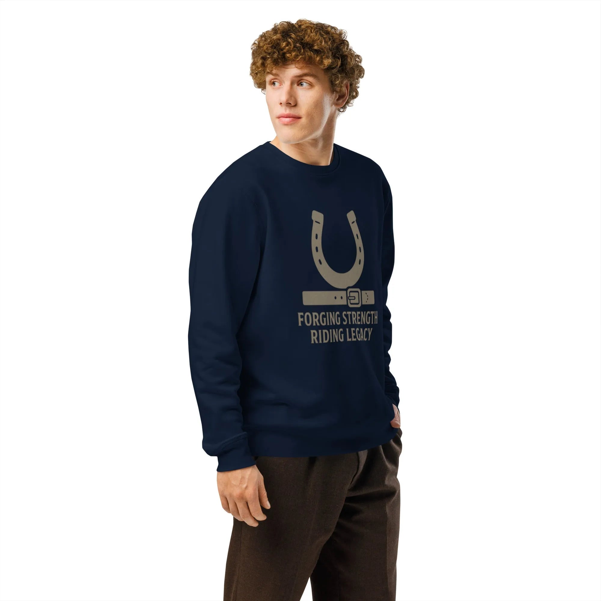 "Forging Strength" Organic Sweatshirt | Cowboy Renaissance Collection - Sustainable Organic Design | Primary Mockup Front View