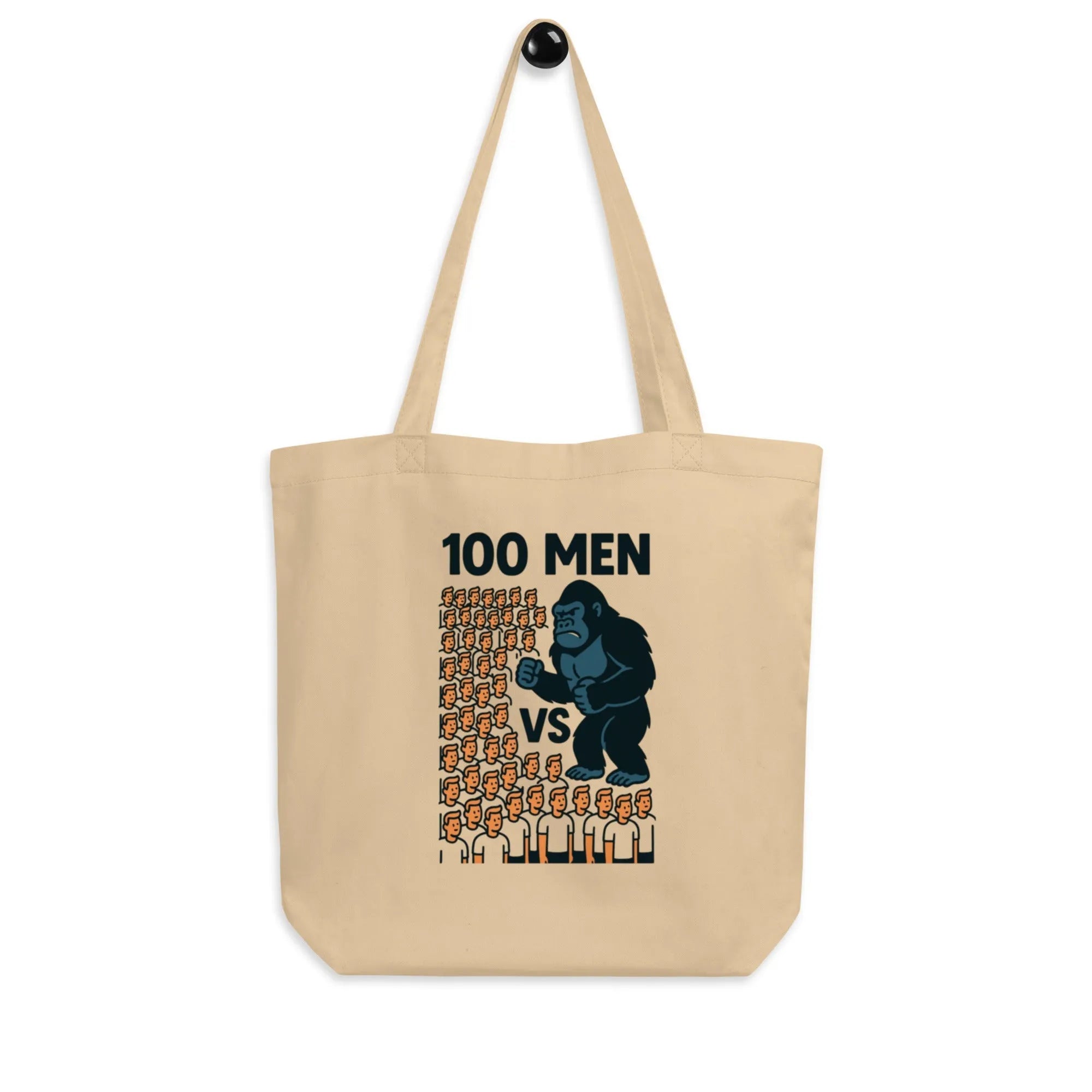 100 Men vs Gorilla Organic Tote Bag | GOTS Certified Cotton - Sustainable Organic Design | Detailed Alternative View