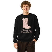 Raised On Roses & Rodeo Organic Sweatshirt - Sustainable Organic Design | Primary Mockup Front View