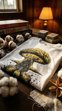 Wasteland Survivor Organic Cotton Graphic Tee - GOTS Certification Hero in Cozy Game Den - 90s Retro Sustainable