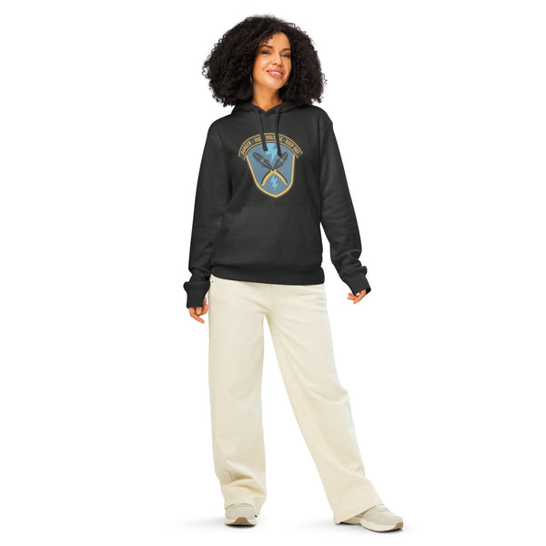 Danger High Voltage Electrician Hoodie | Verified Organic Cotton Workwear - Sustainable Organic Design | Primary Mockup Front View