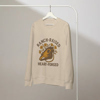 Ranch-Raised Heart-Forged Organic Sweatshirt | Western Floral Skull - Sustainable Organic Design | Detailed Alternative View