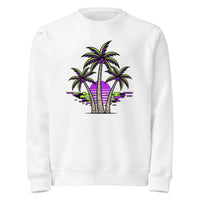 Neon Palms Organic Sweatshirt | Retro Vaporwave Aesthetic - Sustainable Organic Design | Primary Mockup Front View