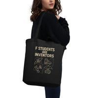 Organic Cotton Tote F Students Are Inventors Chalkboard - Sustainable Organic Design | Detailed Alternative View