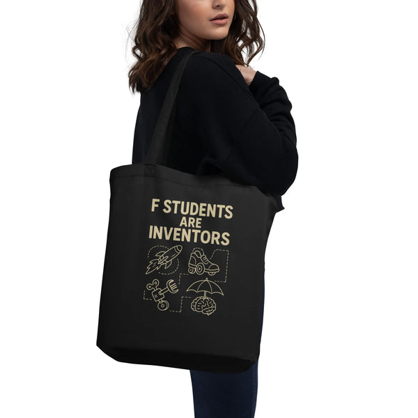 Organic Cotton Tote F Students Are Inventors Chalkboard - Sustainable Organic Design | Detailed Alternative View