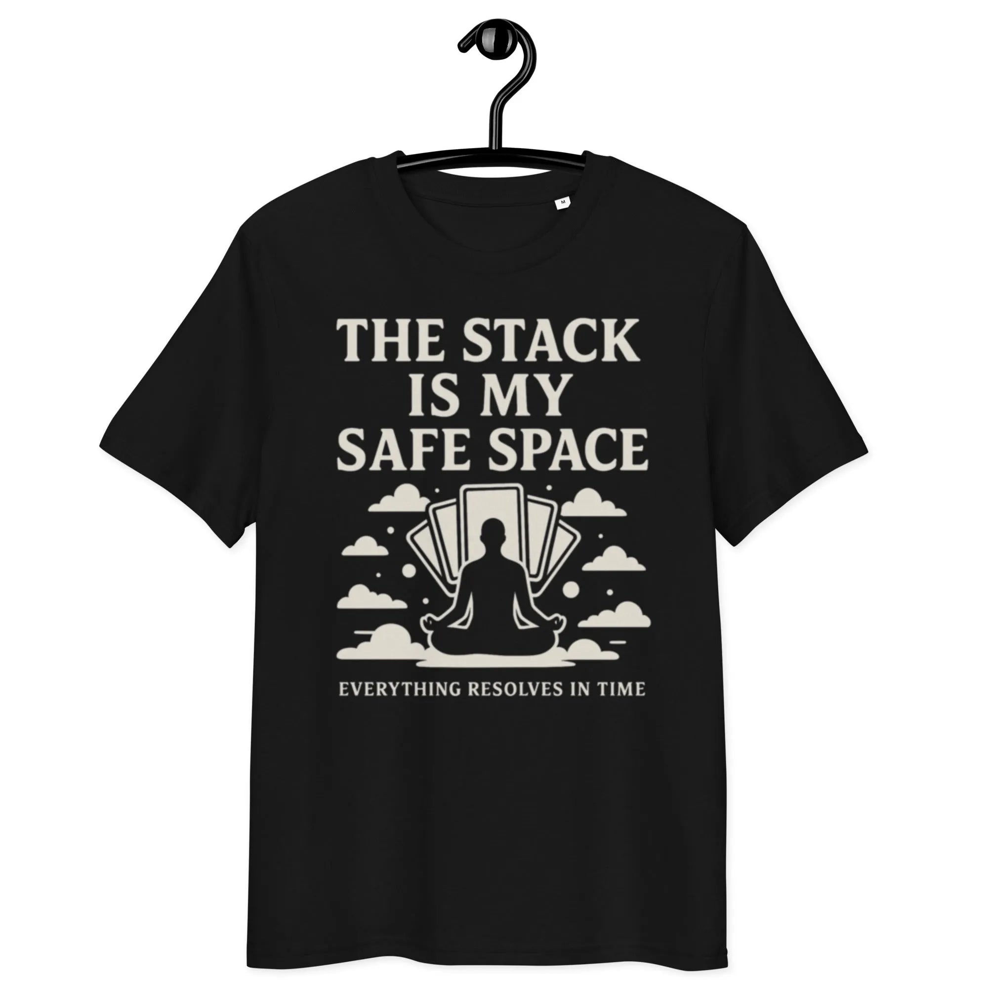 "The Stack Is My Safe Space" Organic T-Shirt - Premium TCG Gamer Apparel - Sustainable Organic Design | Detailed Alternative View