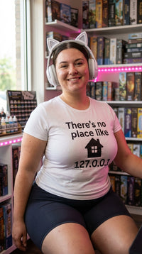 Organic Cotton T‑shirt – Unisex Home Sweet Home 127.0.0.1 Tee - Cozy Plus Gamer in Local Game Store - Eco-Aesthetic Lifestyle