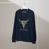 Floral Longhorn "Bloom & Range" Organic Sweatshirt | Western Eco-Fleece - Sustainable Organic Design | Detailed Alternative View