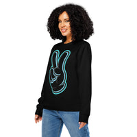 Organic Cotton Neon Peace Hand Sweatshirt – GOTS & Vegan Certified - Sustainable Organic Design | Primary Mockup Front View