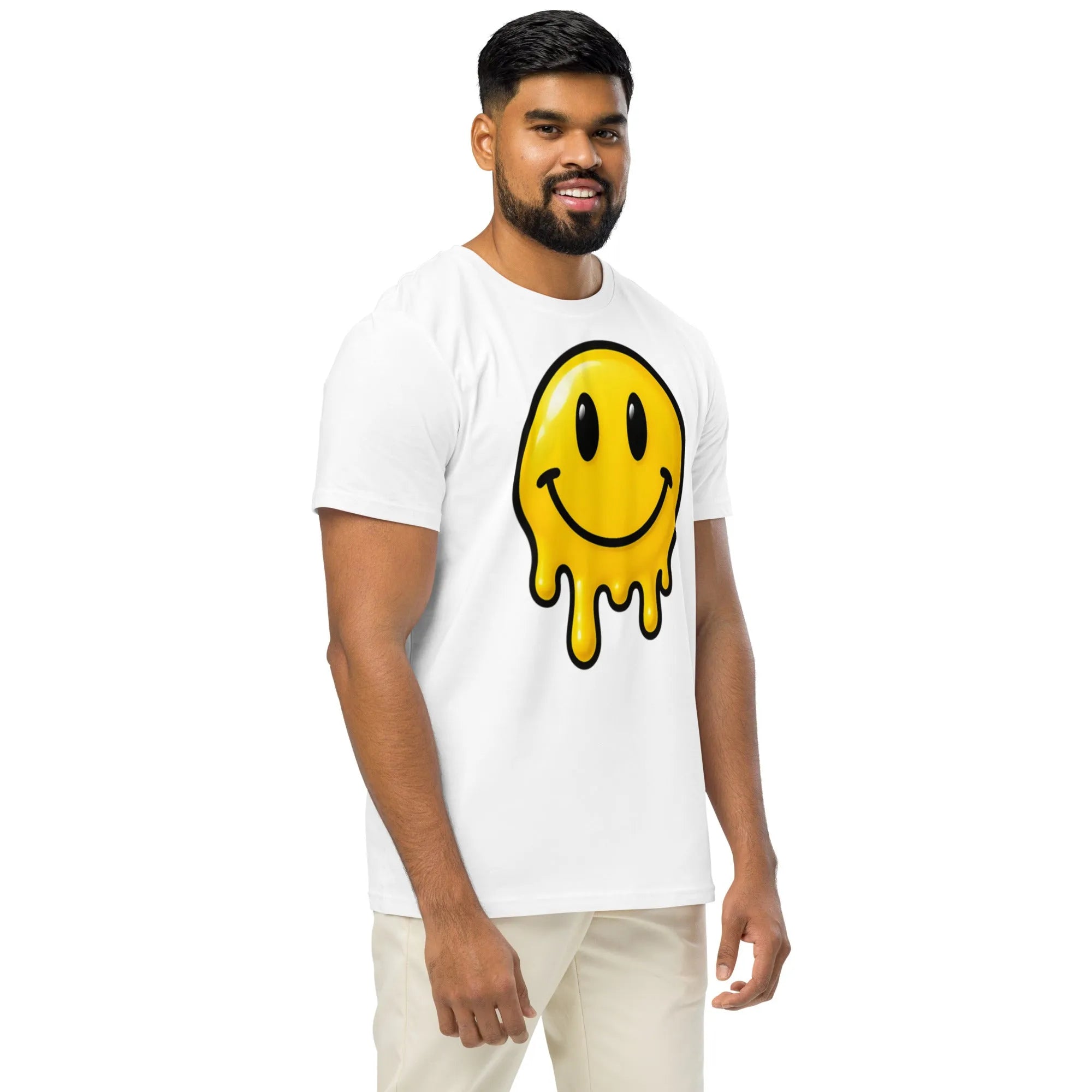 'Melting Smiley' Organic Cotton T-Shirt | Retro & Y2K Collection - Sustainable Organic Design | Primary Mockup Front View