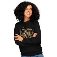 Sunburst Cactus Organic Crewneck | Cowboy Renaissance Collection - Sustainable Organic Design | Detailed Alternative View