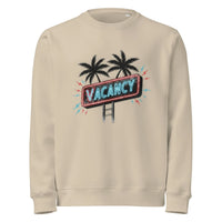 "Vacancy" Neon Organic Sweatshirt | Retro Synthwave Style - Sustainable Organic Design | Primary Mockup Front View