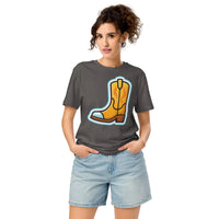 Retro Cowboy Boot Graphic Tee | 100% Organic Cotton - Sustainable Organic Design | Primary Flat-lay Front View
