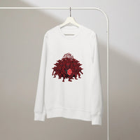Red Goblin Horde Organic Sweatshirt – Chaotic Fantasy Swarm - Sustainable Organic Design | Primary Mockup Front View