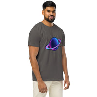 Neon Saturn Organic T-Shirt | Retro Space & Y2K Streetwear - Sustainable Organic Design | Primary Mockup Front View