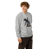 Midnight Bronco Organic Sweatshirt | Cowboy Renaissance Western Crew - Sustainable Organic Design | Detailed Alternative View