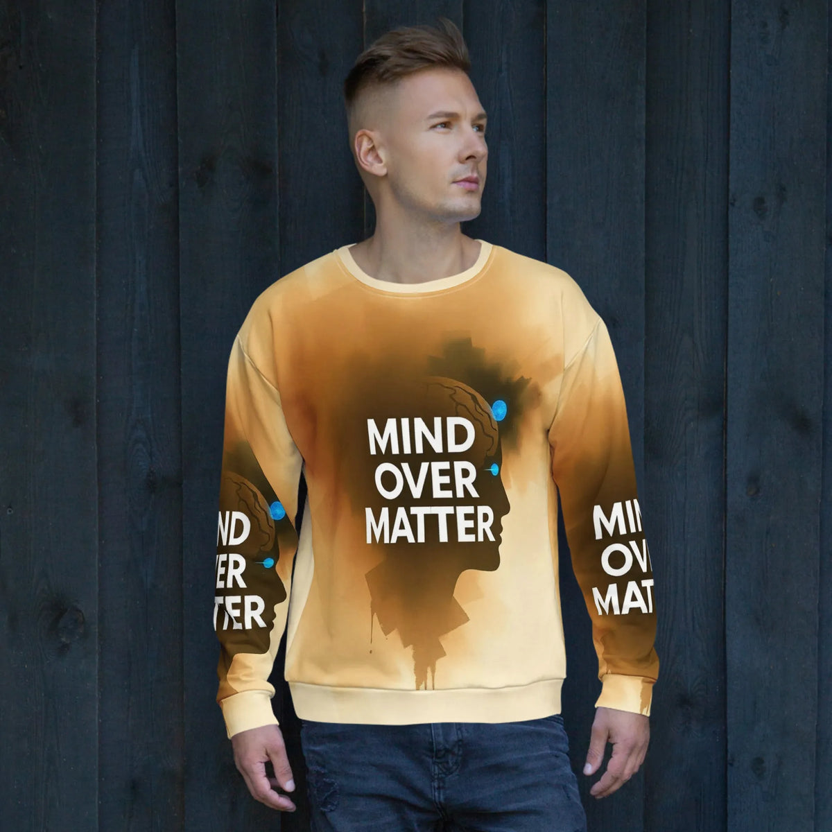 Mind Over Matter Sustainable Sweatshirt - Verified Recycled Streetwear - Sustainable Organic Design | Primary Mockup Front View