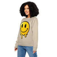 Melting Smiley Sweatshirt – Happy Never Looked This Cool - Sustainable Organic Design | Primary Mockup Front View