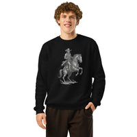 Spectral Outlaw: Skeleton Cowboy Organic Cotton Sweatshirt - Sustainable Organic Design | Primary Mockup Front View