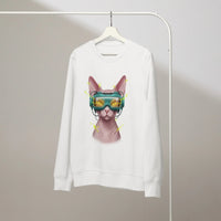 Cyber Sphynx Organic Sweatshirt | GOTS Certified Gamer Streetwear - Sustainable Organic Design | Primary Mockup Front View