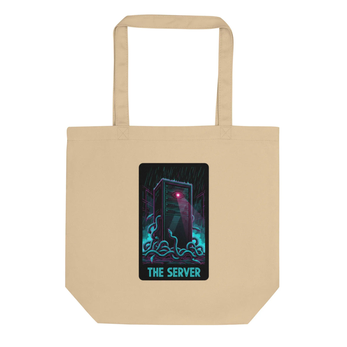 Server Medusa Organic Cotton Tote | Gamer Level-Up Collection - Sustainable Organic Design | Primary Flat-lay Front View