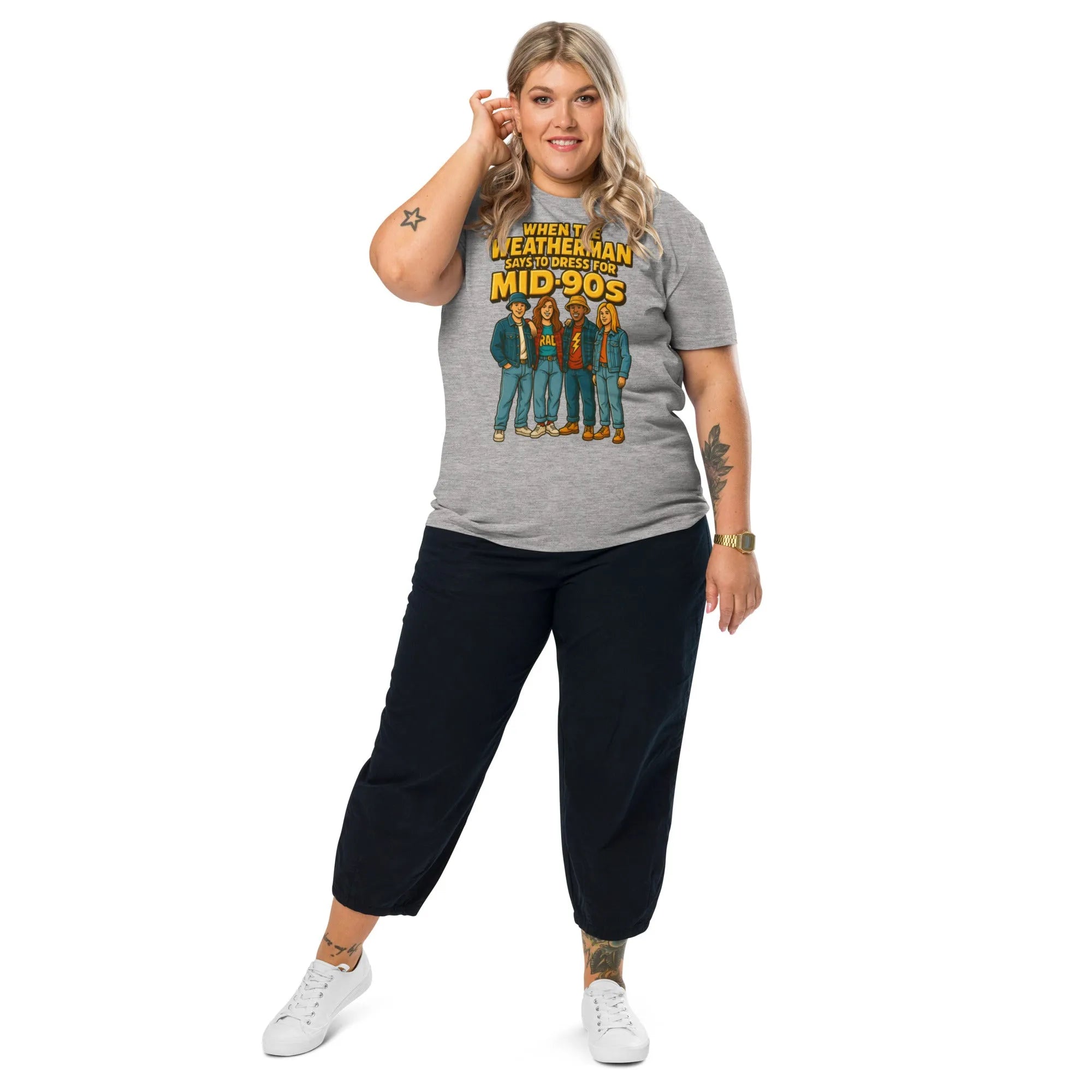 "Dress For Mid 90s" Organic Cotton Tee | Retro Y2K Streetwear - Sustainable Organic Design | Primary Mockup Front View