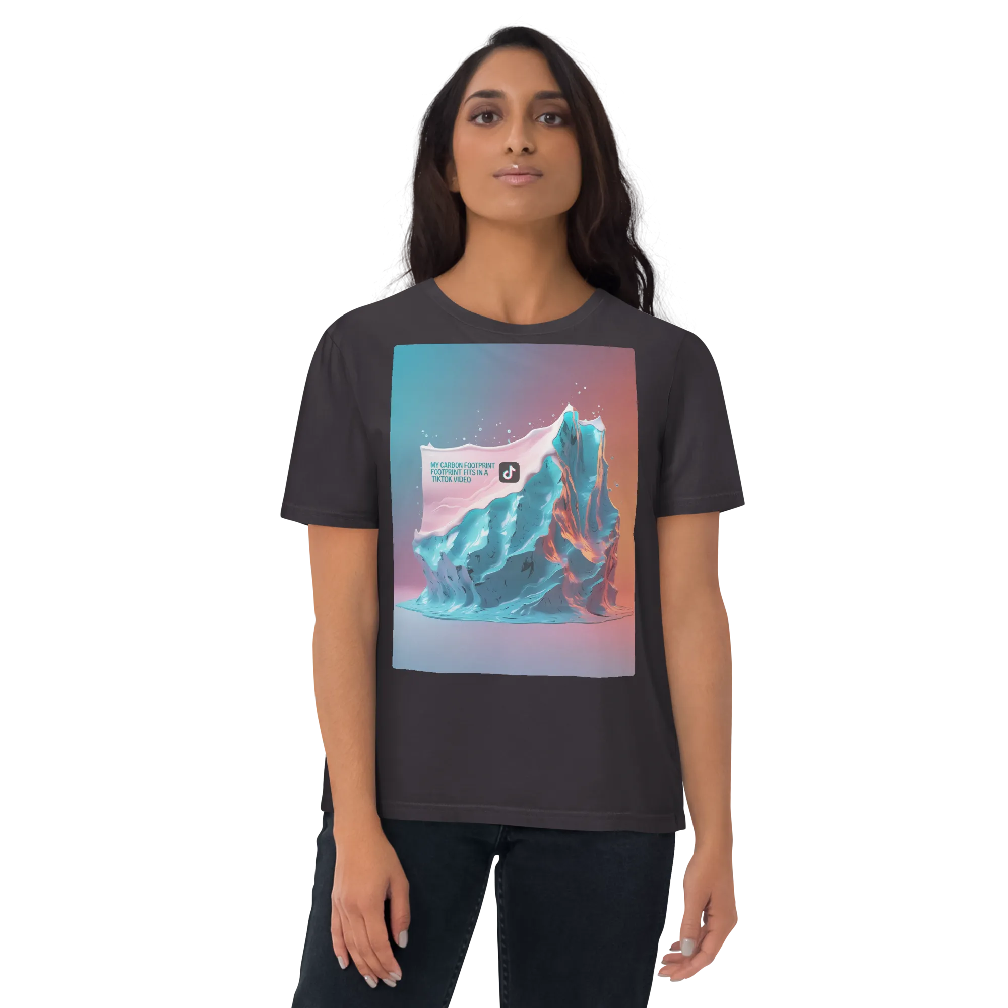 "My Carbon Footprint Fits in a TikTok Video" – Organic Cotton Climate Awareness Tee - Design Delight Studio