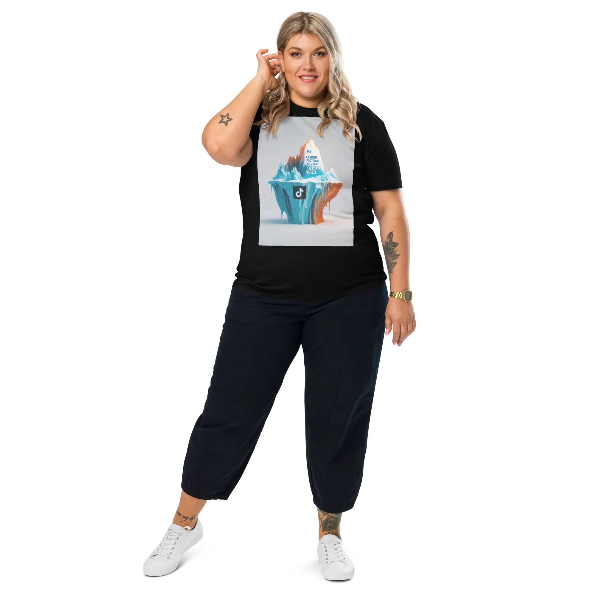 "Viral Footprint: My Carbon Footprint Fits in a TikTok Video" – Organic Cotton Climate Awareness Tee - Design Delight Studio