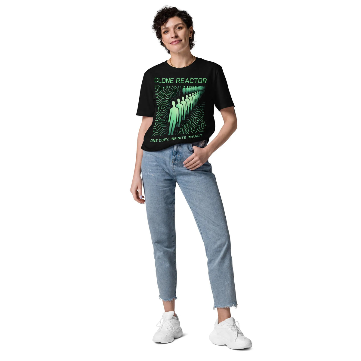 Clone Reactor Tech Mage Tee – Verified Organic Cotton Gamer Streetwear - Sustainable Organic Design | Primary Mockup Front View
