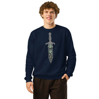 Emerald Relic Sword Organic Crewneck | Sustainable Gamer Streetwear - Sustainable Organic Design | Detailed Alternative View
