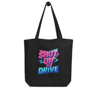 Shut Up & Drive Retro Tote | GOTS Certified Organic Cotton Bag - Sustainable Organic Design | Detailed Alternative View