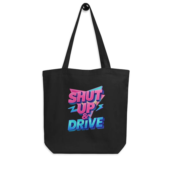Shut Up & Drive Retro Tote | GOTS Certified Organic Cotton Bag - Sustainable Organic Design | Detailed Alternative View